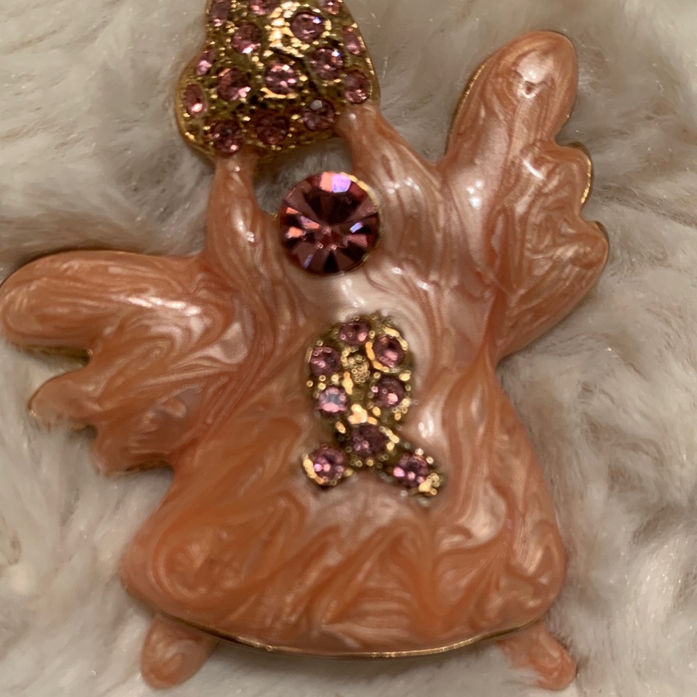 Pink Angel Brooch with Rhinestones - Picture 2 of 6